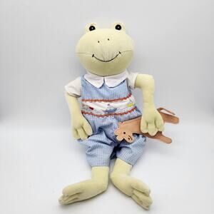 Kelly B Rightsell Henry Green Frog Plush 18" Blue Gingham Outfit Stuffed Animal